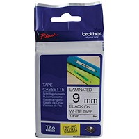 Brother P-Touch TZe-221 Label Tape, Black on White, 9mmx8m