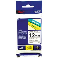 Brother P-Touch TZe-231 Label Tape, Black on White, 12mmx8m