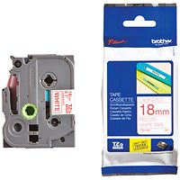 Brother P-Touch TZe-242 Label Tape, Red on White, 18mmx8m