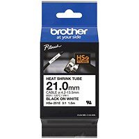 Brother Hse Heat Shrink Tube Tape Cassette 21.0mm x 1.5m Black on White HSE251E