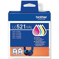 Brother LC521VAL Ink Cartridge CMYK Value Pack LC521VAL