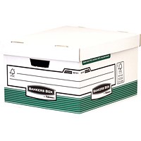 Fellowes Bankers Box Storage Boxes, Green & White, Pack of 10