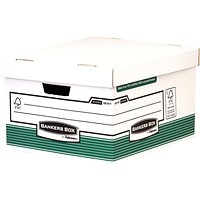 Bankers Box Storage Boxes, Green & White, Pack of 10