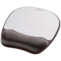 Fellowes Memory Foam Mouse Mat, With Wrist Rest, Silver and Black Fellowes Memory Foam Mouse Mat, With Wrist Rest, Silver and Black