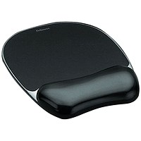 Fellowes Crystal Mouse Mat Pad with Wrist Rest, Gel, Black