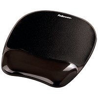 Fellowes Crystal Gel Mouse Mat, With Wrist Rest, Black Fellowes Crystal Gel Mouse Mat, With Wrist Rest, Black