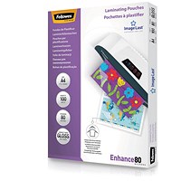 Fellowes Enhance A4 Laminating Pouches, 160 Microns, Glossy, Pack of 100