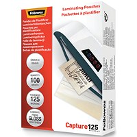 Fellowes Capture 54x86mm Laminating Pouches, 250 Microns, Glossy, Pack of 100