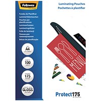 Fellowes Protect A4 Laminating Pouches, 350 Microns, Glossy, Pack of 100