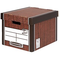 Bankers Box Premium Presto Tall Storage Box, Woodgrain, Pack of 5