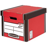 Bankers Box Premium Presto Tall Storage Box, Red, Pack of 5