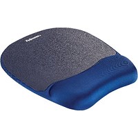 Fellowes Memory Foam Mouse Mat, With Wrist Rest, Blue