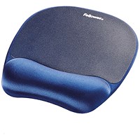 Fellowes Memory Foam Mouse Mat, With Wrist Rest, Blue Fellowes Memory Foam Mouse Mat, With Wrist Rest, Blue