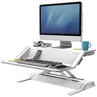 Fellowes Lotus Tabletop Sit Stand Smooth Lift Counterbalance Technology Workstation, Adjustable Height, White