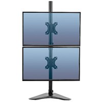 Fellowes Professional Series Tabletop Dual Vertical Monitor Arm, Adjustable Height, Black