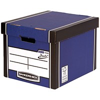 Bankers Box Premium Presto Tall Storage Box, Blue and White, Pack of 10