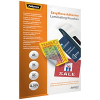 Fellowes Admire EasyMove A4 Laminating Pouches, 160 Microns, Glossy, Pack of 25