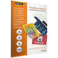 Fellowes Admire EasyMove A3 Laminating Pouches, 160 Microns, Glossy, Pack of 25