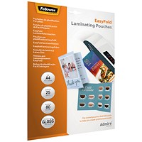 Fellowes Admire EasyFold A4 Laminating Pouches, 160 Microns, Glossy, Pack of 25