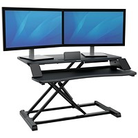 Fellowes Corsivo Tabletop Sit Stand Workstation, Adjustable Height, Black