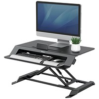 Fellowes Lotus LT Tabletop Sit Stand Workstation, Adjustable Height, Black