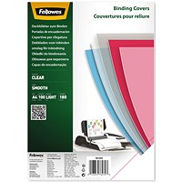 Fellowes PET Binding Covers, 180 Micron, Clear, A4, Pack of 100