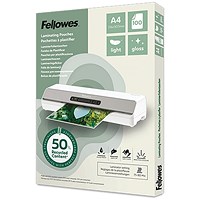Fellowes Recycled Laminating Pouches 80 Micron A4 Gloss (Pack of 100)