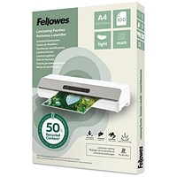 Fellowes Recycled Laminating Pouches 80 Micron A4 Matt (Pack of 100)