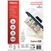 Fellowes Laminating Pouches 250 Micron Total Thickness Gloss A3 (Pack of 500)
