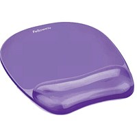 Fellowes Crystal Gel Mouse Mat, With Wrist Rest, Purple