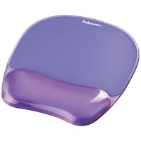 Fellowes Crystal Gel Mouse Mat, With Wrist Rest, Purple Fellowes Crystal Gel Mouse Mat, With Wrist Rest, Purple