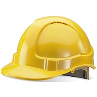 Beeswift Wheel Ratchet Vented Safety Helmet, Yellow