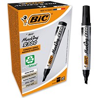 Bic 2300 Permanent Marker, Chisel Tip, Black, Pack of 12