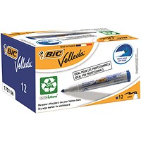 Bic Velleda 1701 Whiteboard Marker, Bullet Tip, Blue, Pack of 12