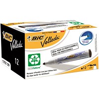 Bic Velleda 1701 Whiteboard Marker, Bullet Tip, Black, Pack of 12