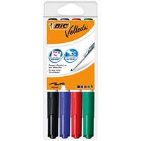 Velleda Drwipe Marker, Bullet, Assorted, Pack of 4
