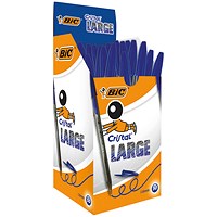 Bic Cristal Large Ballpoint Pen, Broad Nib, Blue, Pack of 50