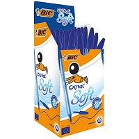 Bic Cristal Soft Ball Pen, Blue, Pack of 50