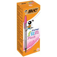 Bic Cristal Fun Ballpoint Pen 1.6mm Line Width Pink (Pack of 20)