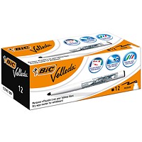 Bic Velleda 1741 Whiteboard Marker, Bullet Tip, Black, Pack of 12