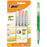 Bic Highlighter Flex Brush Tip Assorted Colours (4 Pack)