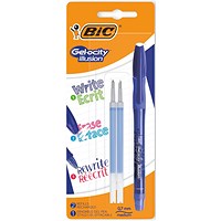 Bic Gel-ocity Illusion Gel Pen Erasable Plus 2 Refills Blue