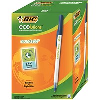 Bic Ecolutions Stic Recycled Ballpoint Pen, Slim, Blue, Pack of 60