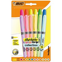 Bic Highlighter Grip Pastel Assorted (12 Pack)
