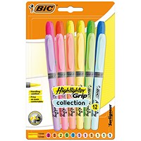 Bic Highlighter Grip Pastel Assorted (Pack of 12)