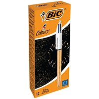 Bic 4 Colour Party Ballpoint Champagne Barrel Pack of 12