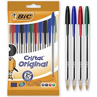 Bic Cristal Ball Pen, Assorted Colours, Pack of 10