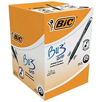 Bic BU3 Grip Retractable Ballpoint Pen, Black, Pack of 60