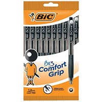 Bic BU3 Grip Retractable Ballpoint Pen, Black, Pack of 10