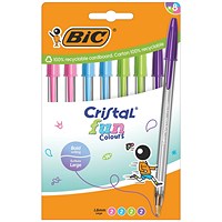 Bic Cristal Fun Ballpoint Pens, Assorted, Pack of 8